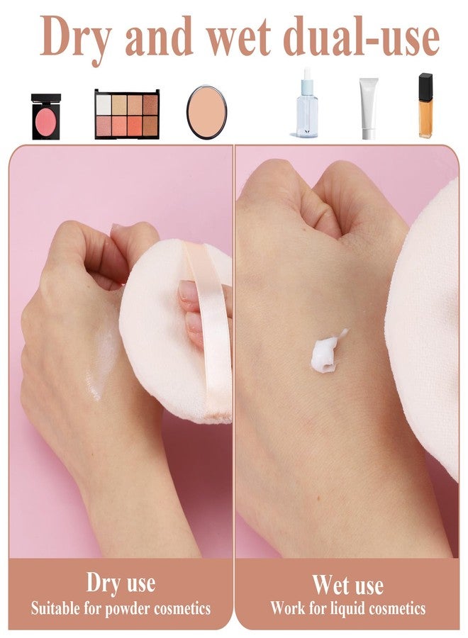 Xyembu 2 Pcs Powder Puffs, 3.15 Inch Body Puff and Container, Fluffy Powder-Puff, Portable Soft Cotton Powders-Puff, Travel Soft Washable Reusable Dusting Powder Puff for Body, Makeup Face(White, Skin Color) - Image 4